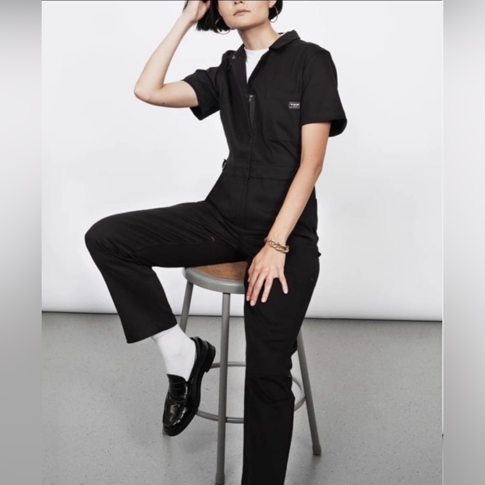 Wildfang Short Sleeve Coverall, Black - XS